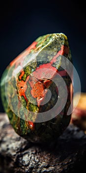 Photo of the mineral stone unakite close-up, macro. Generative AI