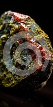 Photo of the mineral stone unakite close-up, macro. Generative AI