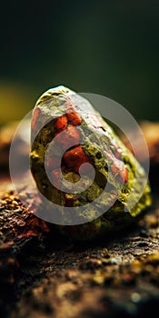 Photo of the mineral stone unakite close-up, macro. Generative AI