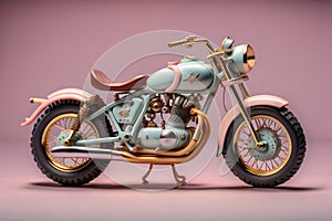 Photo Miniature Classic Motocycle in Pastle Color, Generative Ai