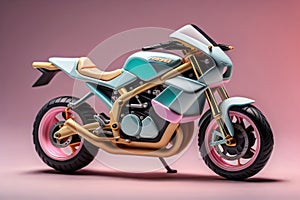 Photo Miniature Sport Motocycle in pastle Color, Generative Ai