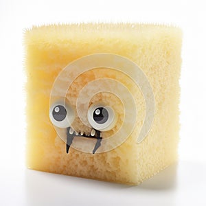 Spongy Cubo-futurism: A Unique Sponge Cake With Big Eyes And Teeth photo