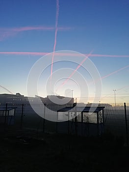 Photo morning sunshining beautiful airtraffic