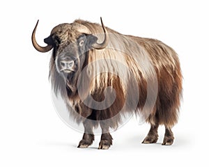 photo of Musk oxen isolated on white background. Generative AI