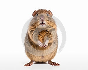 photo of muskrat rodent isolated on white background. Generative AI