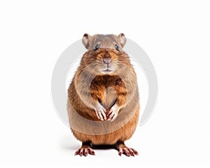 photo of muskrat rodent isolated on white background. Generative AI