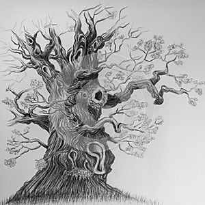 Photo of my own work - pencil draving fine art - tree