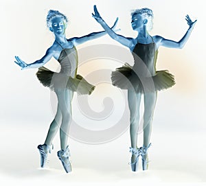 Photo negative of ballet dancer
