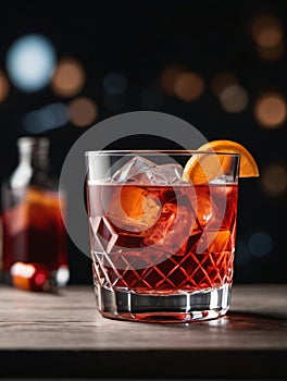 Photo Of Negroni Cocktail Isolated On White. Generative AI