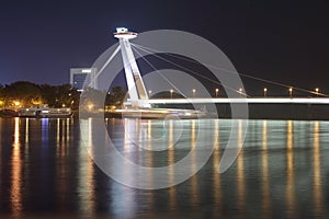 New bridge in Bratislava at night.