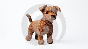 Intensely Detailed Knitted Dog Toy On White Background photo