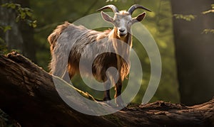 photo of Oberhasli goat in its natural habitat. Generative AI