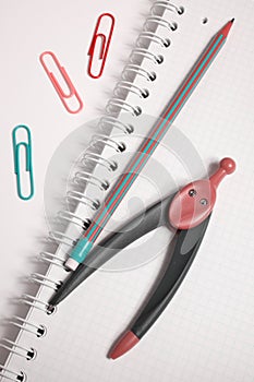 Photo of office and student gear over white