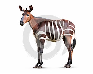 photo of okapi isolated on white background. Generative AI