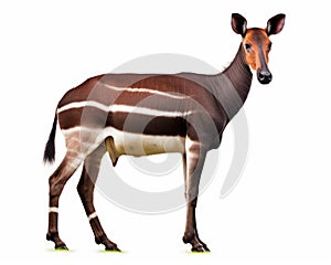 photo of okapi isolated on white background. Generative AI