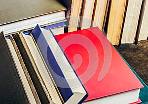 Photo of old antique books laying on table