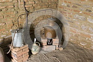 A photo of an old distiller
