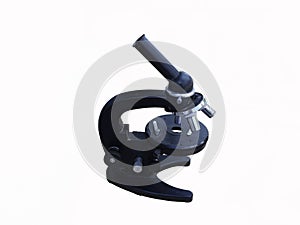 Photo of an old microscope isolated on a white background