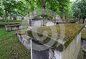 Photo of tombstones in the historic Jewish cemetery at Brady Street, Whitechapel, East London UK. photo
