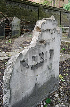 Photo of tombstones in the historic Jewish cemetery at Brady Street, Whitechapel, East London UK. photo