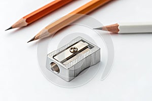 Photo of one pencil-sharpener on a over white background