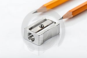 Photo of one pencil-sharpener on a over white background