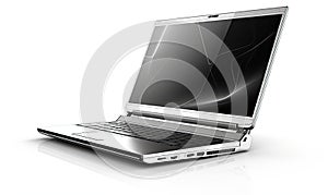 Photo of an open laptop computer on a clean white surface