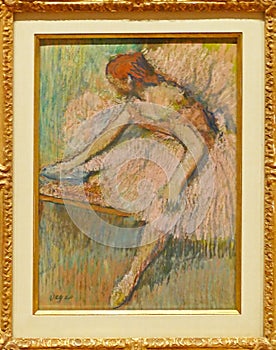 Photo of the original painting `Pink Dancer` by Edgar Degas