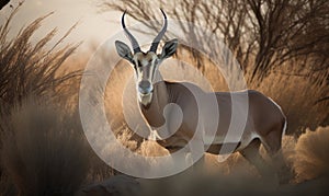 photo of Oryx beisa on safari background. Generative AI