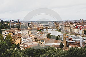 Photo with the panorama of the medieval city of Florence in the region of Tuscany, Italy