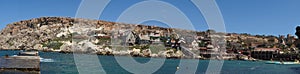 Photo panorama. Popeye Village, also known as Sweethaven Village, is located in Anchor Bay. Triq Tal-Prajjet, Il-Mellieha, Malta.