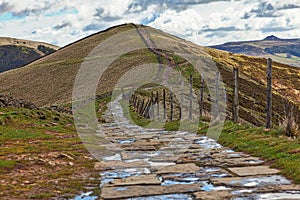 Kinder Scout trail seen from Mam Tor photo