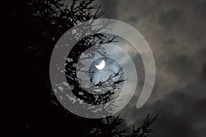 Partial solar eclipse clouds