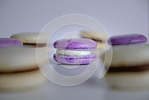 Photo of pastel purple and white macaroons photo