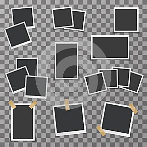 Photo picture frame with shadow realistic design set vector illustration