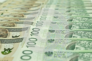 Photo of Polish banknotes, zloty as background