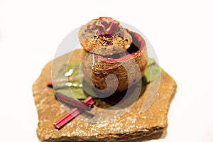 A pot from beetroot and herring. Snack