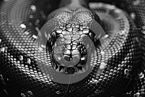 Photo of python skin in black and white, high quality, high resolution