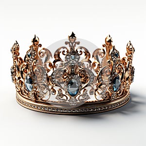 Photo of the queen's crown isolated on a plain background.