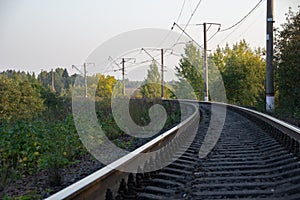 Photo The railway in the evening