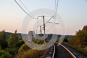 Photo The railway in the evening