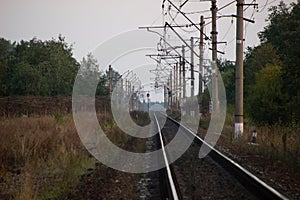 Photo The railway in the evening day