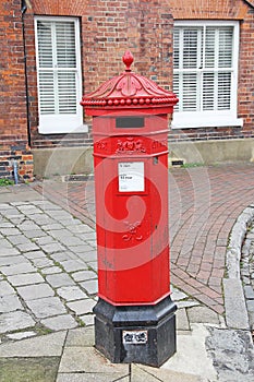 Vintage victorian red british pillarbox letter box letters post mail letterbox old english era antique photo