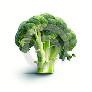 Photo Realistic Broccoli With Isolated White Background