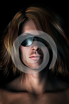 Photo-realistic Illustration of Man in Sunglasses