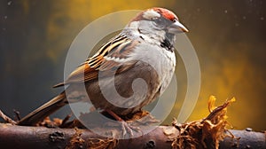 Photo Realistic Image Of Sparrow: Caninecore With Dark White And Light Red photo