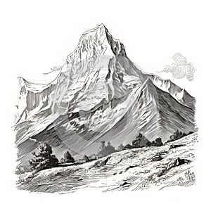 Photo-realistic Landscape: Detailed Matterhorn Sketch In Kilian Eng Style