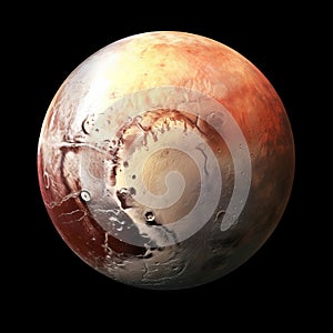 Photo realistic Pluto dwarf planet isolated on transparent background cutout PNG. High resolution.