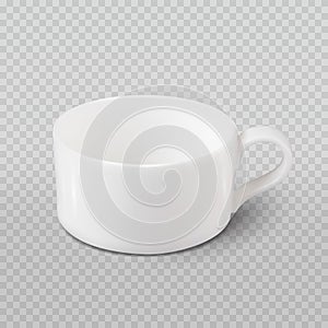 Photo realistic white cup isolated on plaid transparent like background