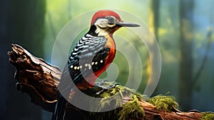 Photo Realistic Woodpecker: Showcasing The Beauty Of Forest Fables